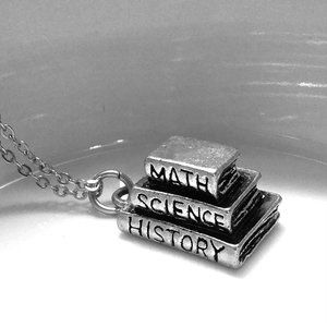 Miniature Book Math Science History Text Books Graduation Gift Charm Necklace